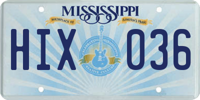 MS license plate HIX036