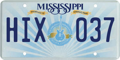 MS license plate HIX037