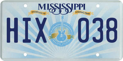 MS license plate HIX038