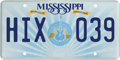 MS license plate HIX039