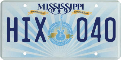 MS license plate HIX040