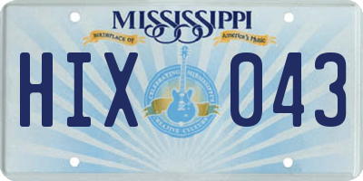 MS license plate HIX043