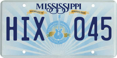 MS license plate HIX045