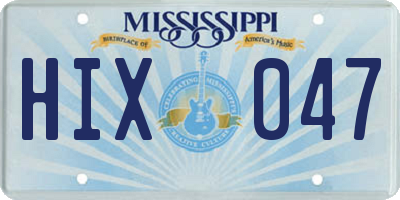 MS license plate HIX047