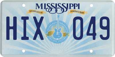 MS license plate HIX049