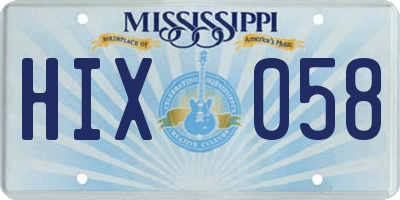 MS license plate HIX058