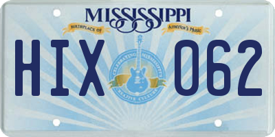 MS license plate HIX062