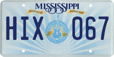 MS license plate HIX067
