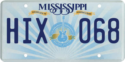 MS license plate HIX068