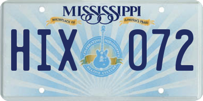 MS license plate HIX072