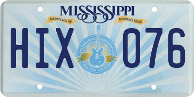 MS license plate HIX076