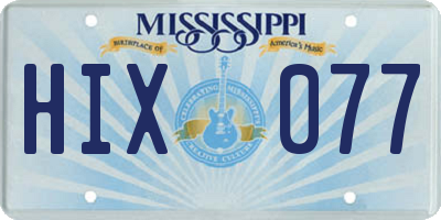 MS license plate HIX077
