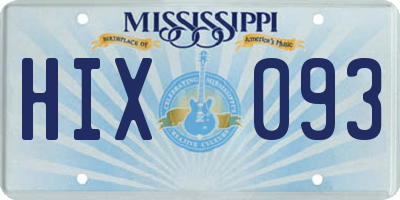 MS license plate HIX093