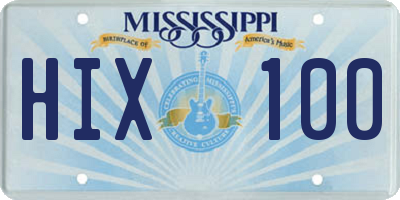 MS license plate HIX100