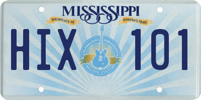MS license plate HIX101