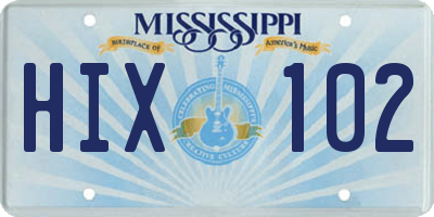 MS license plate HIX102