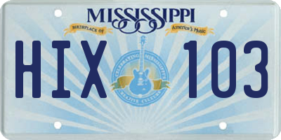 MS license plate HIX103