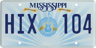 MS license plate HIX104