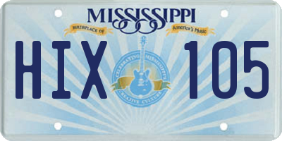 MS license plate HIX105