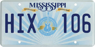MS license plate HIX106
