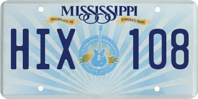 MS license plate HIX108