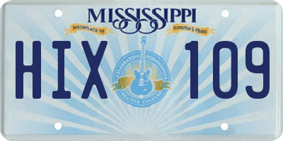MS license plate HIX109