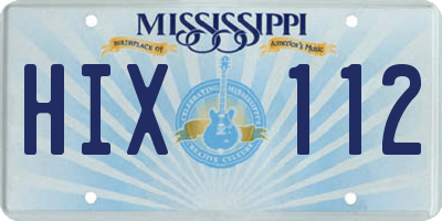 MS license plate HIX112