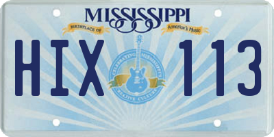 MS license plate HIX113