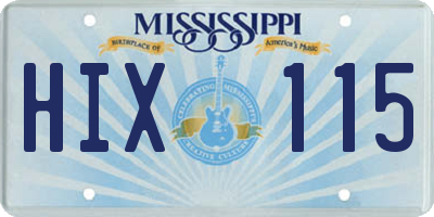 MS license plate HIX115