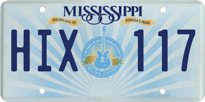 MS license plate HIX117