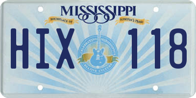 MS license plate HIX118