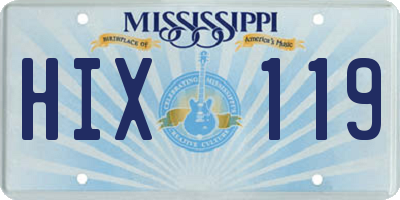 MS license plate HIX119