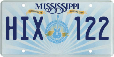 MS license plate HIX122