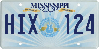MS license plate HIX124