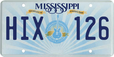 MS license plate HIX126