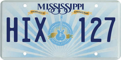 MS license plate HIX127