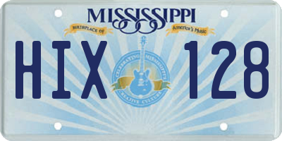 MS license plate HIX128