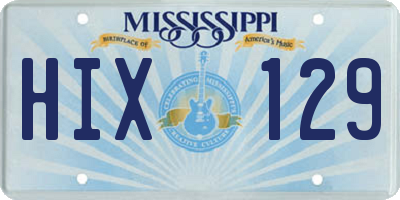 MS license plate HIX129