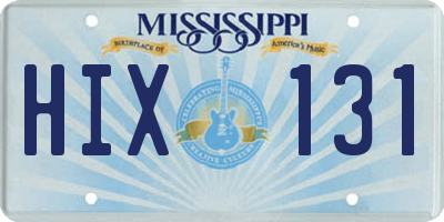 MS license plate HIX131
