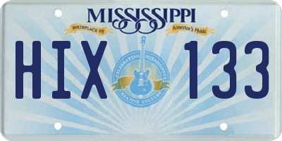 MS license plate HIX133