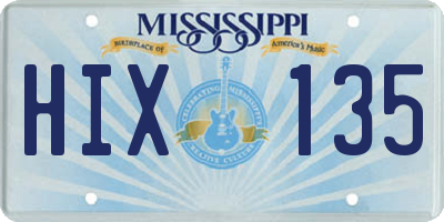 MS license plate HIX135