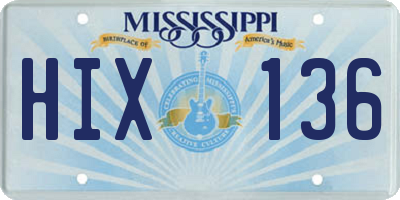 MS license plate HIX136
