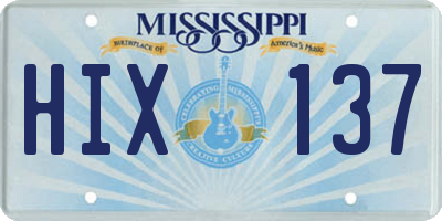 MS license plate HIX137