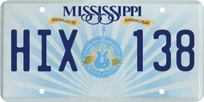 MS license plate HIX138