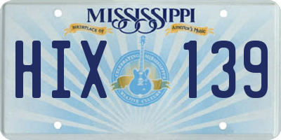 MS license plate HIX139