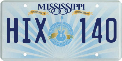 MS license plate HIX140