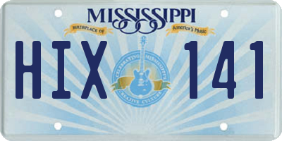 MS license plate HIX141