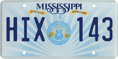 MS license plate HIX143
