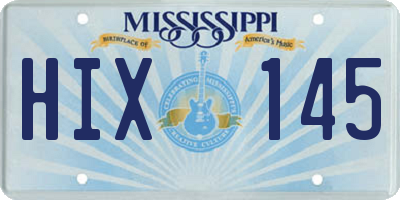 MS license plate HIX145