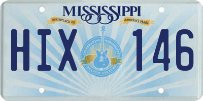 MS license plate HIX146